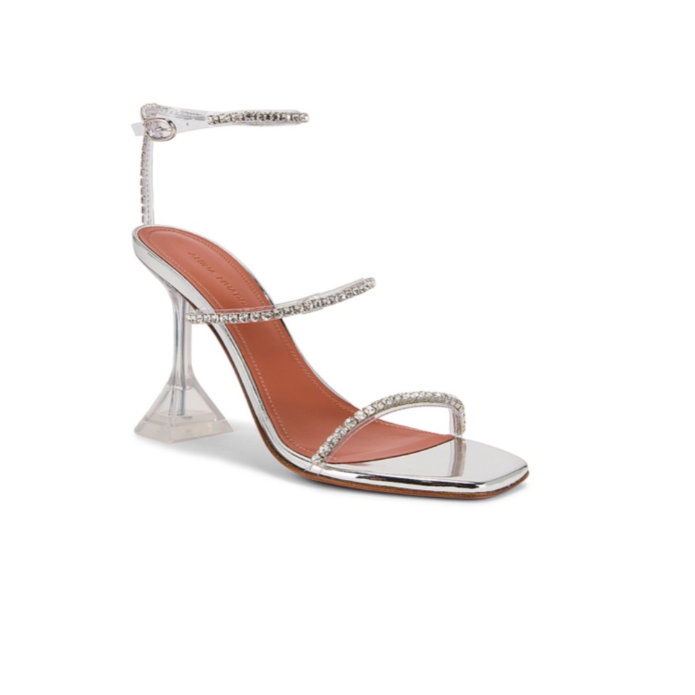 New in Box! Amina Muaddi Gilda Glass Sandal in Transparent PVC